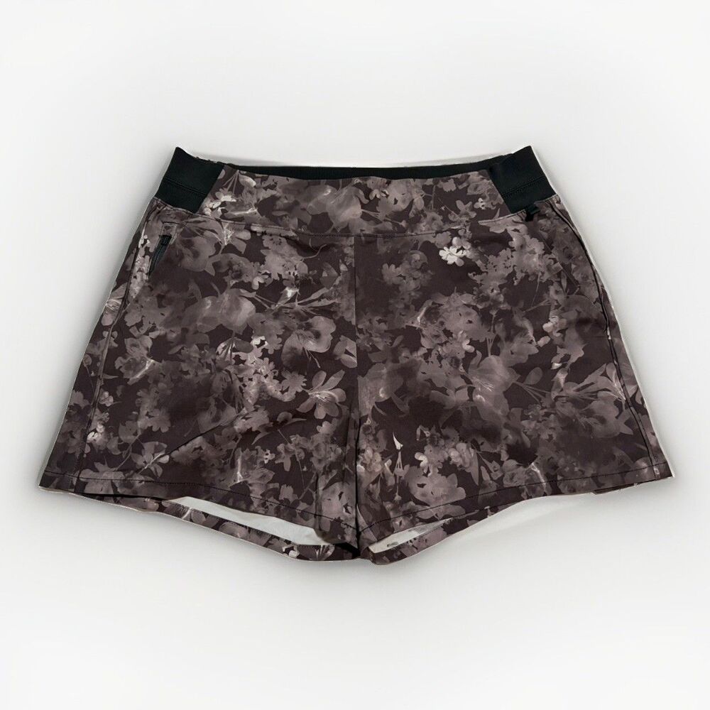 Athleta Brooklyn Lumen Floral Black Printed Shorts Size 14 Hiking Running